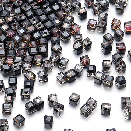 Faceted Glass Crystal Beads - Colorful Cube Spacer Beads for DIY Jewelry (50pcs, 4/6/8mm)