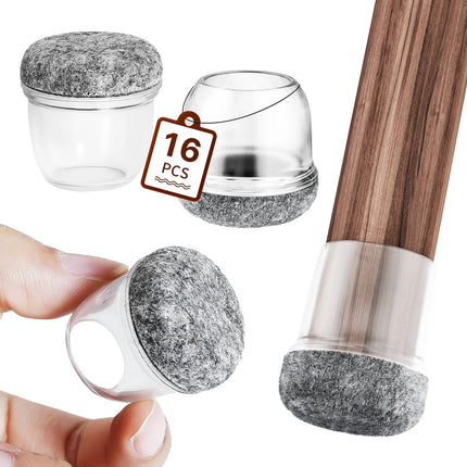 Silicone Chair Leg Floor Protectors - 16PCS Non-Slip Felt Pads