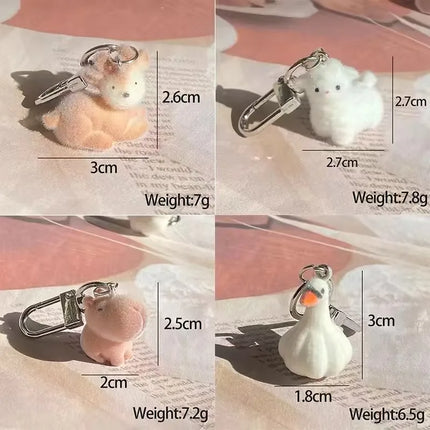 Fluffy Animal Keychains - 3D Resin Cartoon Pendant Collection