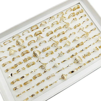 30pc Gold Finger Rings Set - Love Snake Animal Butterfly Pearl Party Jewelry for Women