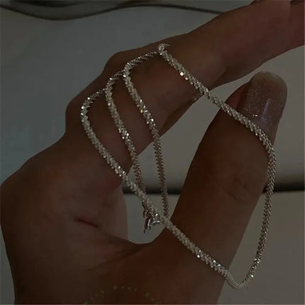 Silver Color Sparkling Necklace For Women Trendy Clavicle Chain Choker Girls Korean Wedding Party Jewelry Accessories