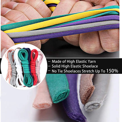 Elastic No-Tie Shoelaces - Semicircle Metal Lock Laces for Kids & Adults