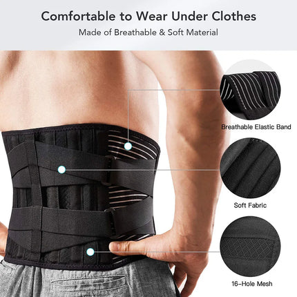 AOLIKES Lower Back Brace - 6 Stays Orthopedic Lumbar Support Belt for Gym & Pain Relief