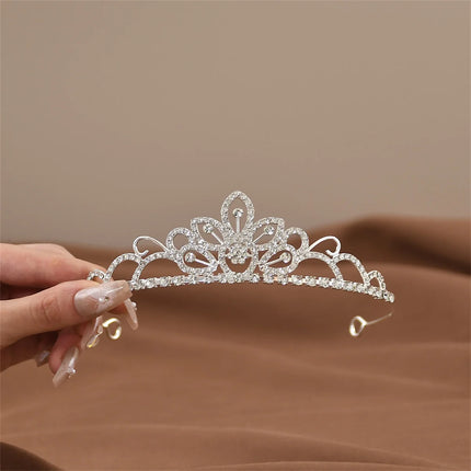 Mini Crystal Crown Hair Comb - Rhinestone Pearl Tiara for Girls