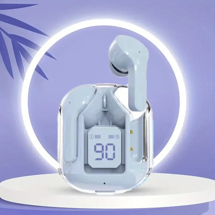 TWS Wireless Bluetooth Earbuds with Digital Display & Transparent Charging Case