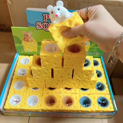 Mouse & Cheese Squishy Stress Ball - Novelty Fidget Toy