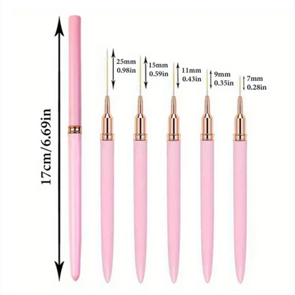 Professional Nail Art Manicure Liner Brushes, 5-pc Set