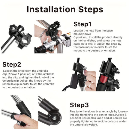 Adjustable Stainless Steel Umbrella Holder - Wheelchair & Bicycle Mount