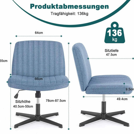 Criss Cross Office Chair - Armless Wide Seat Adjustable