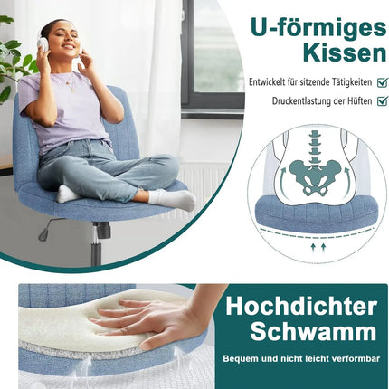 Criss Cross Office Chair - Armless Wide Seat Adjustable