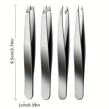 4pcs Set Professional Tweezers Set Perfect For Eyebrow Hair Removal Splinter Very Effortless and Relaxed to Remove for women