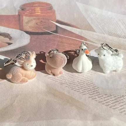Fluffy Animal Keychains - 3D Resin Cartoon Pendant Collection