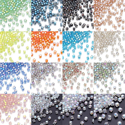 Faceted Glass Crystal Beads - Colorful Cube Spacer Beads for DIY Jewelry (50pcs, 4/6/8mm)