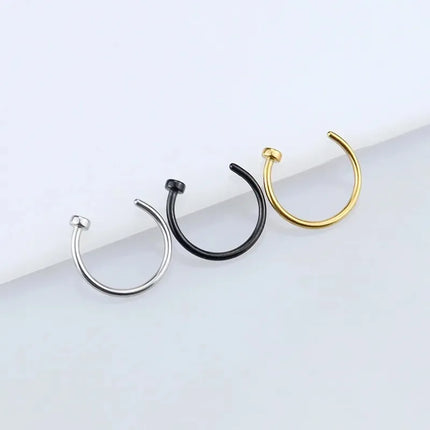 316L Stainless Steel Fake Nose Rings Set - Non-Piercing Hoop Studs for Women & Men (2/6pcs)