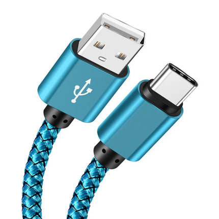 USB-A to Type-C Nylon Braided Cable - 2A Fast Charging 1m/2m/3m