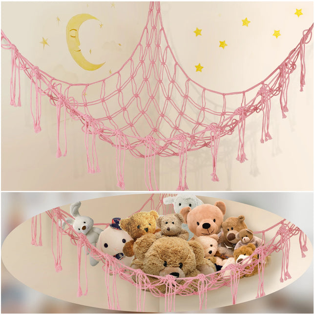 Stuffed Animal Storage Hammock - Large Macrame Toy Organizer