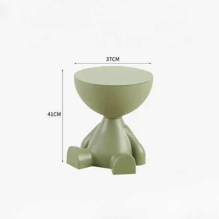 Cream Round Coffee Table - Modern Plastic Side Table