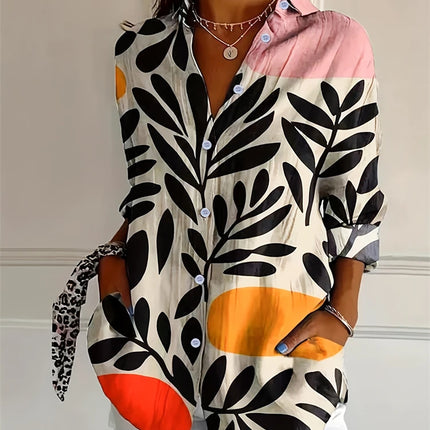 Striped Button-Down Shirt - Long Sleeve Casual Blouse