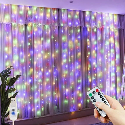 USB Curtain String Lights - 8 Modes LED Fairy Lights