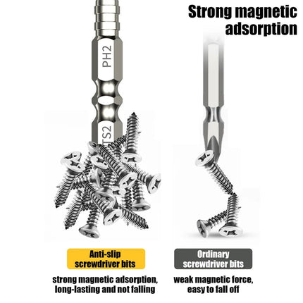 PH2 Magnetic Screwdriver Bits Set - Non-Slip Hardness Drill Bits 25-150mm