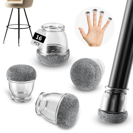 Silicone Chair Leg Floor Protectors - 16PCS Non-Slip Felt Pads