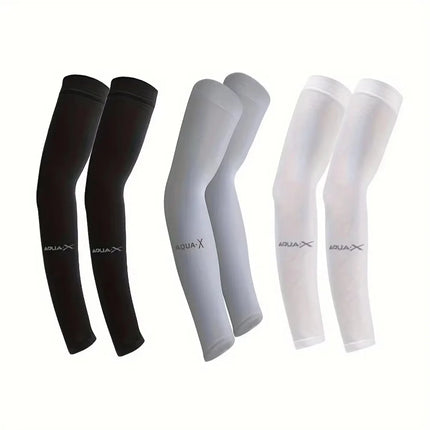 Ice Silk Sun Protection Arm Sleeves - 3 Pack Cooling Sleeves for Cycling & Outdoor Sports