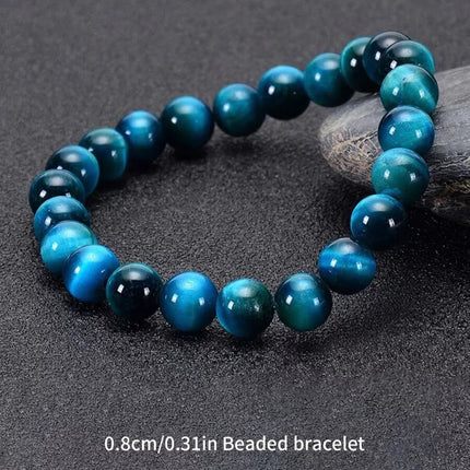 Minimalist Blue Tiger Eye Stone Bracelet - Natural Round Beads 6/8/10mm