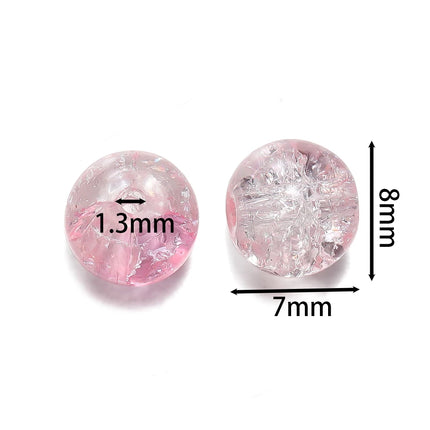 8mm Glass Crackle Beads - Loose Spacer Beads for DIY Jewelry (50/100pcs)