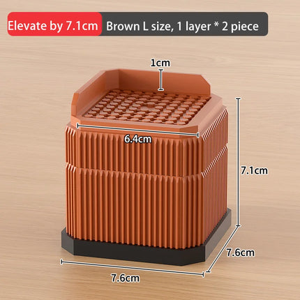 Adjustable Height Furniture Risers - High Load - Bearing, Triple Anti - Slip for Sofa, Bed & Desk