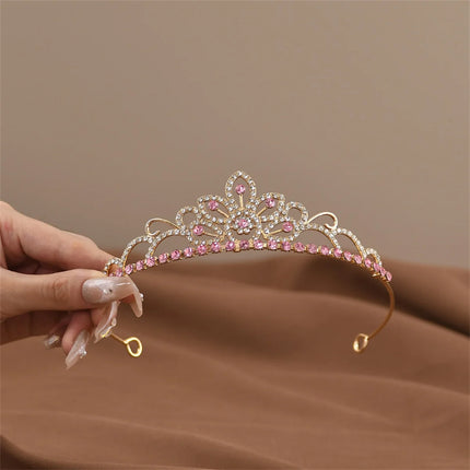 Mini Crystal Crown Hair Comb - Rhinestone Pearl Tiara for Girls