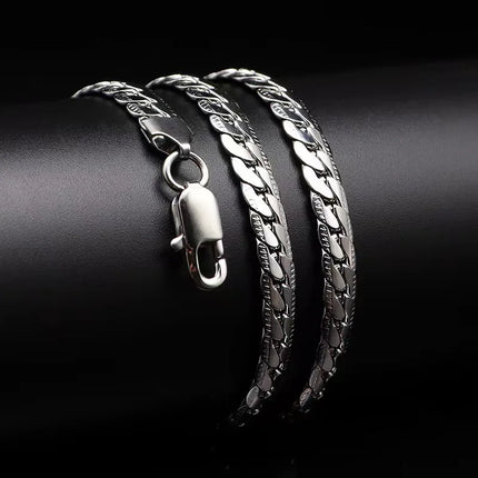 Silver Luxury Necklace Chain - 5mm Noble Design Chain for Men & Women (20-60cm)