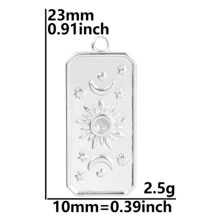 Stainless Steel Celestial Charms - Heart Sun Moon Star Pendants for DIY Jewelry (5pcs)