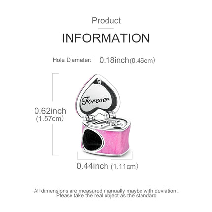 925 Sterling Silver Love Heart Ring Box Charm - Valentine's Day Bead for DIY Jewelry