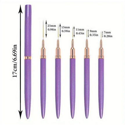 Professional Nail Art Manicure Liner Brushes, 5-pc Set