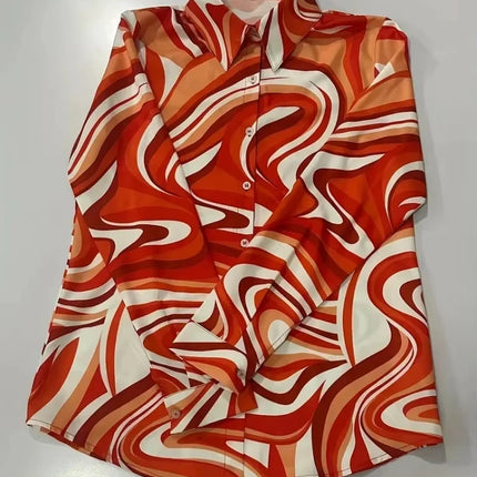 Striped Button-Down Shirt - Long Sleeve Casual Blouse