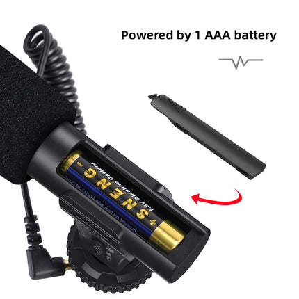 Video Recording Microphone with Spring Cable - Plug & Play for Camera & Phone