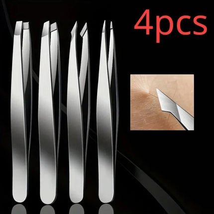 4pcs Set Professional Tweezers Set Perfect For Eyebrow Hair Removal Splinter Very Effortless and Relaxed to Remove for women