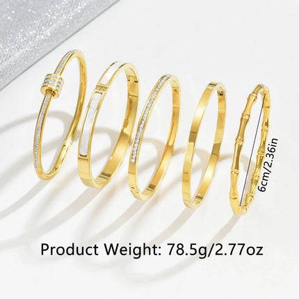 Stainless Steel Four-Leaf Clover Bracelet - Lucky Gold Nail Bangle for Women