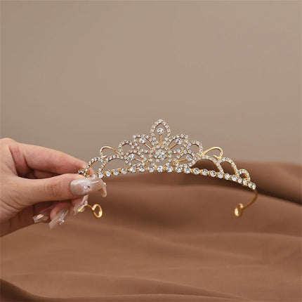 Mini Crystal Crown Hair Comb - Rhinestone Pearl Tiara for Girls