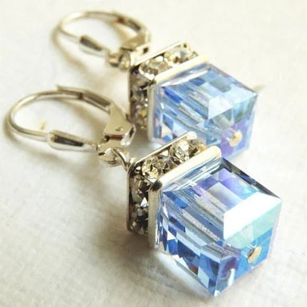 Peridot Green Crystal Drop Earrings - Elegant Dangle Earrings