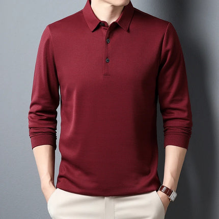 Men's Business Casual Polo - Long Sleeve Shirt
