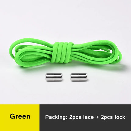 Elastic No-Tie Shoelaces - Semicircle Metal Lock Laces for Kids & Adults
