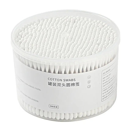 500-pc Disposable Cotton Swab Box With Double End Round Head For Makeup And Makeup Removal, Multi-purpose