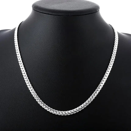 Silver Color Chain 5mm Full Sideways Necklace For Women Men Party Gift Fashion Engagement Wedding Jewelry