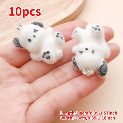 Resin Flocking Animal Puppy Charms - DIY Pendants for Jewelry Making (5/10pcs)