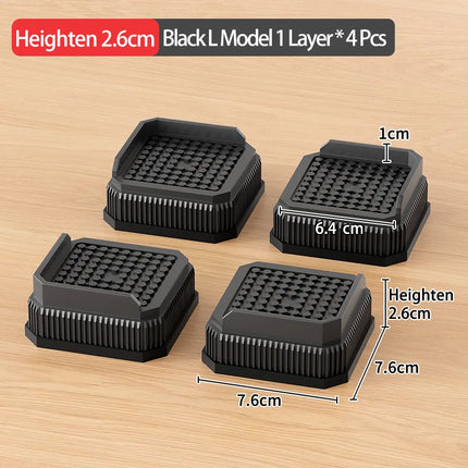 Adjustable Height Furniture Risers - High Load - Bearing, Triple Anti - Slip for Sofa, Bed & Desk