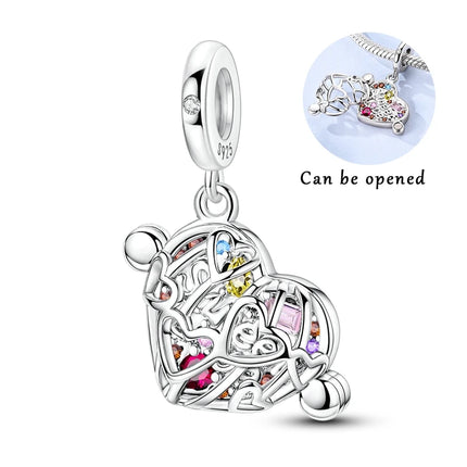 925 Sterling Silver Love Heart Ring Box Charm - Valentine's Day Bead for DIY Jewelry