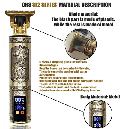 OHS Rechargeable  Vintage T9 Cordless Hair Cutting Machine Electric Shaver For Man Hair Clipper Barber Trimmer Beard Razors