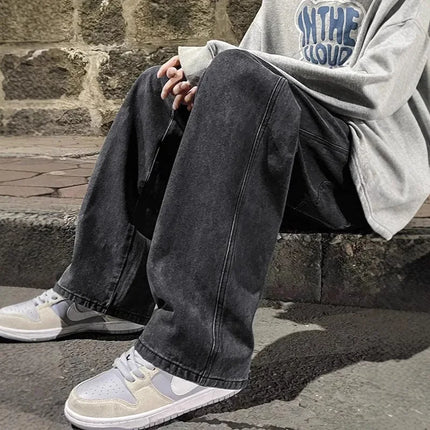 Men's Wide-Leg Jeans - Loose Fit Straight Denim