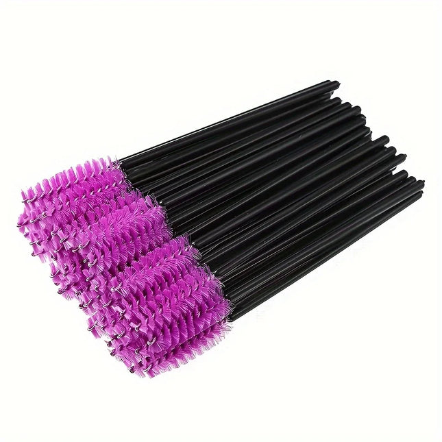 50pcs disposable eyelash brush, grafting eyelash, portable eyelash curler, eyelash comb, colored brush, eyelash full makeup brus